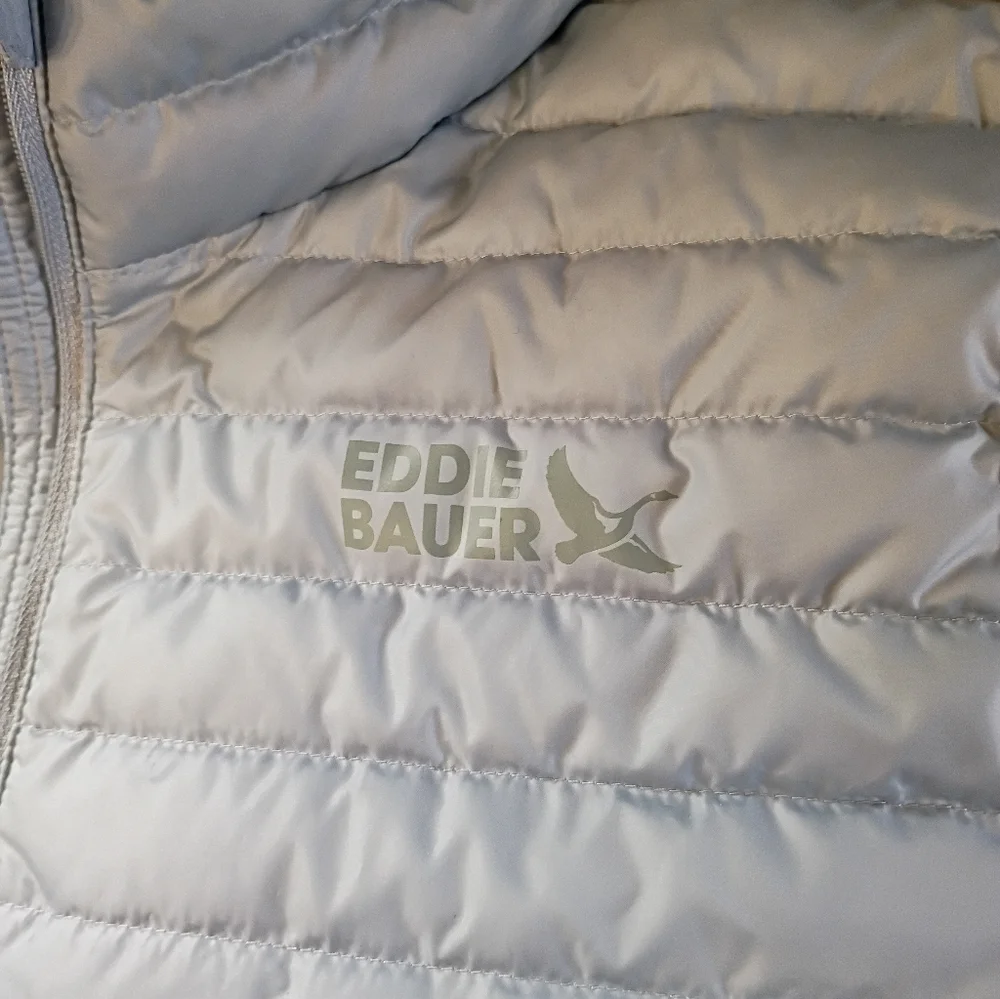Eddie Bauer 650 Down Microlight Vest Women's Size XL Powder Blue Packable